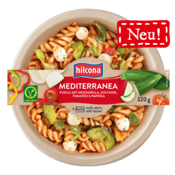 Hilcona Feinkostsalate Fusili Mediterran frontal_720x720_mit Störer