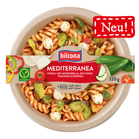 Hilcona Feinkostsalate Fusili Mediterran frontal_720x720_mit Störer